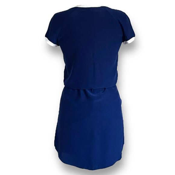 Amanda Uprichard Womens Dress Sz P Petite Navy Blue Silk Drawstring Blouson - Picture 5 of 6